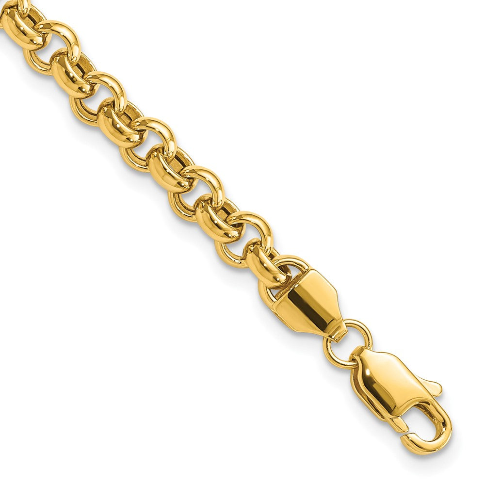 10k Yellow Gold 5 mm Polished Fancy Rolo Link Bracelet (4.49 grams)