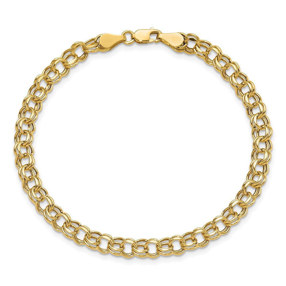 10k Yellow Gold 5 mm Diamond-cut Double Link Charm Bracelet (2.25 grams)