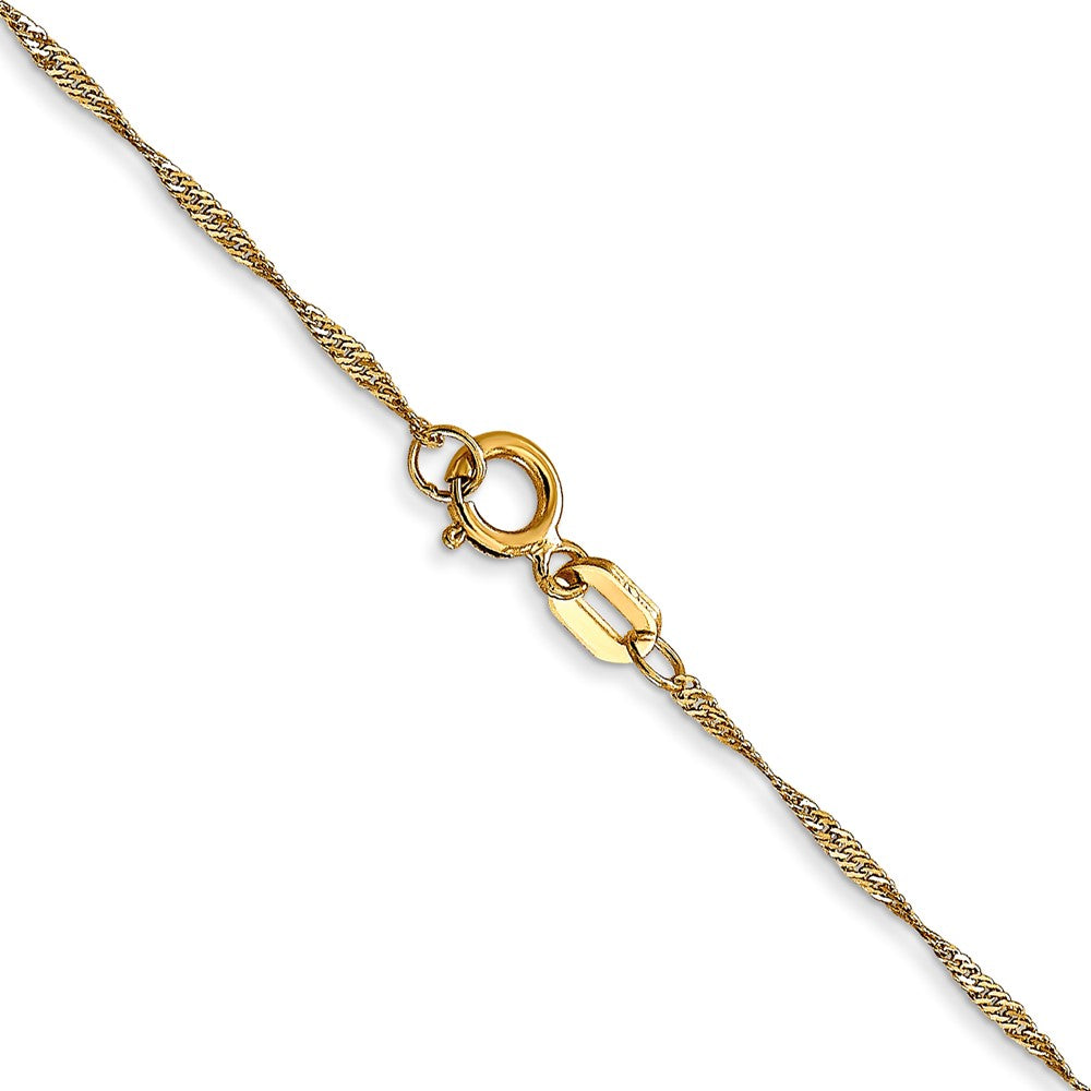 14k Yellow Gold 1 mm Singapore with Spring Ring Clasp Chain (0.65 grams)