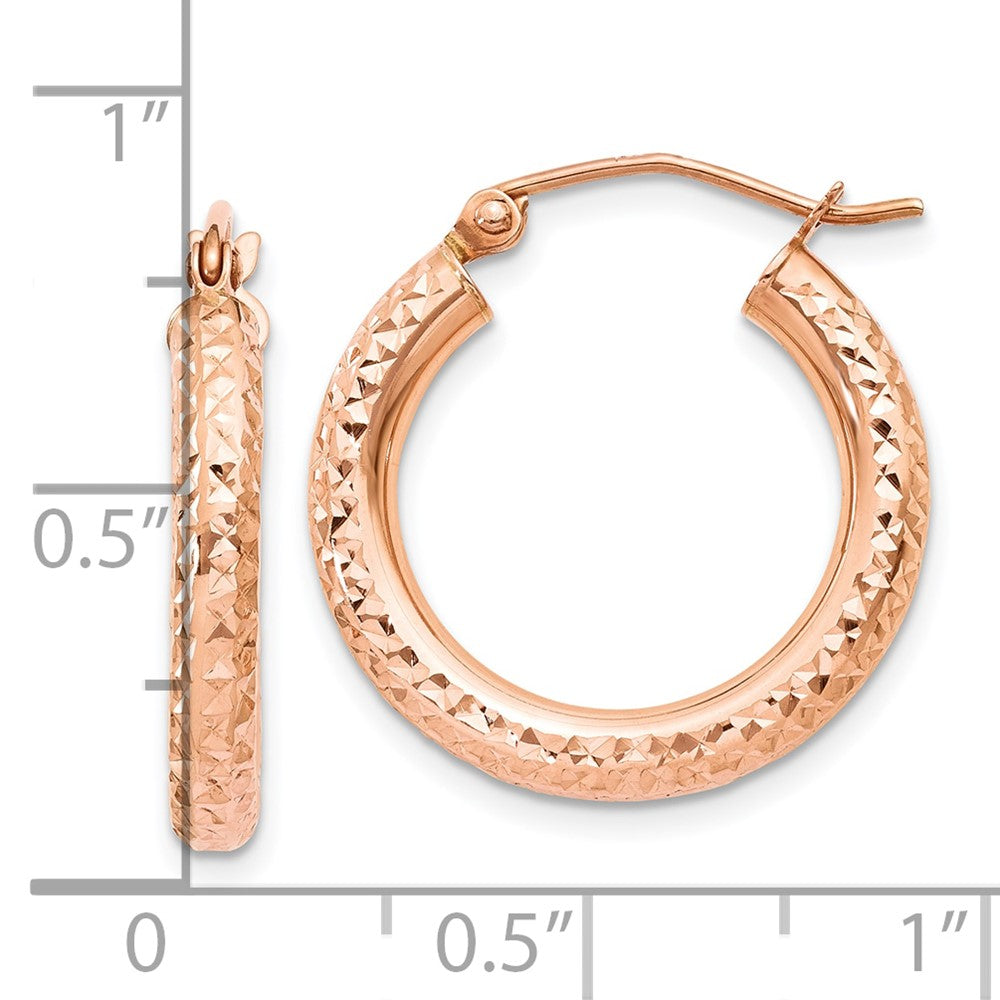 10k Rose Gold 3 mm Diamond-cut Hoop (1.2 grams)