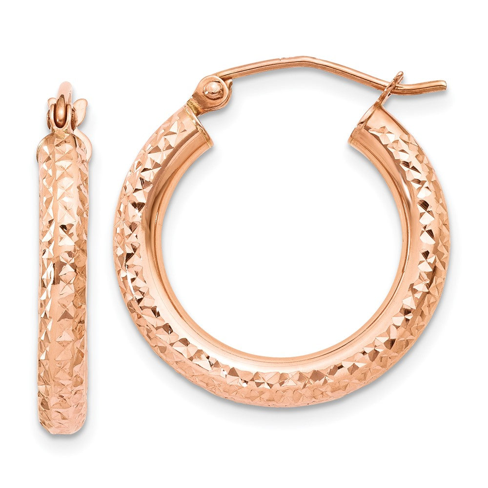 10k Rose Gold 3 mm Diamond-cut Hoop (1.2 grams)