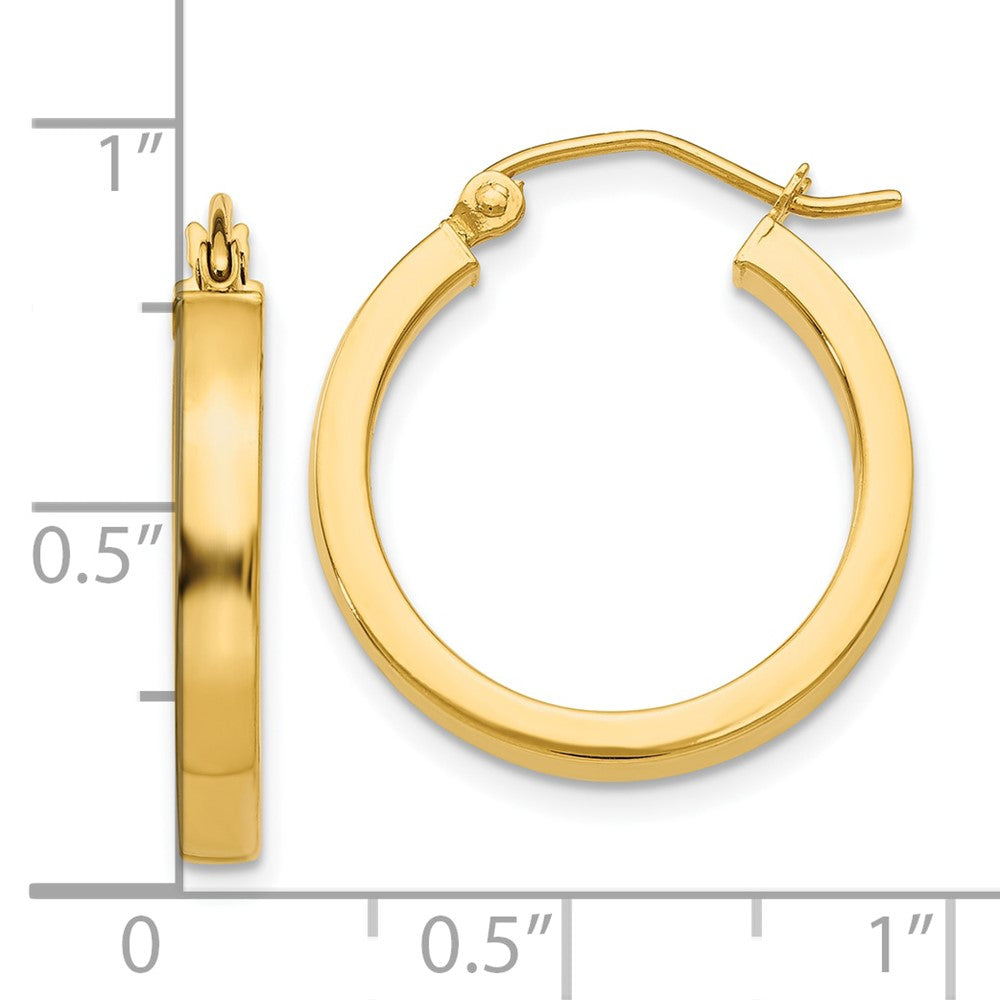 10k Yellow Gold 2 mm Square Tube Hoops (1.45 grams)