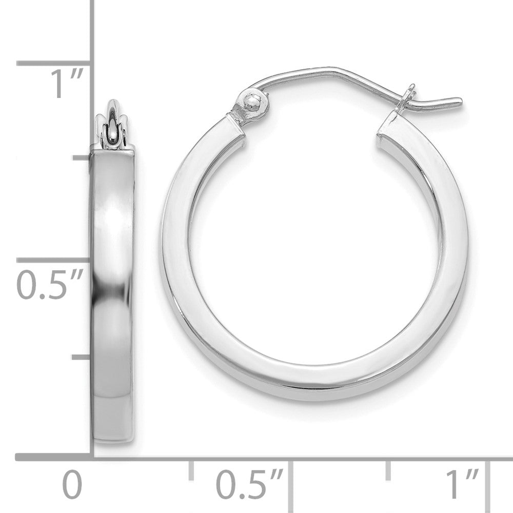 10k White Gold 2.9 mm Rectangle Tube Hoop (1.46 grams)