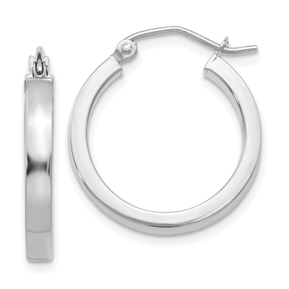 10k White Gold 2.9 mm Rectangle Tube Hoop (1.46 grams)