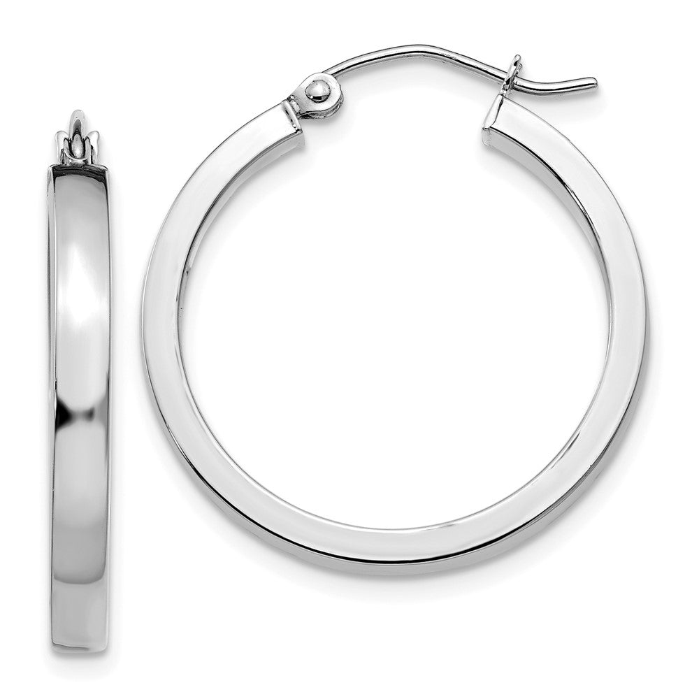 10k White Gold 2 mm Rectangle Tube Hoop (2.02 grams)