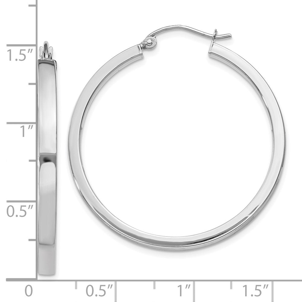 10k White Gold 35 mm Rectangle Tube Hoop (2.66 grams)