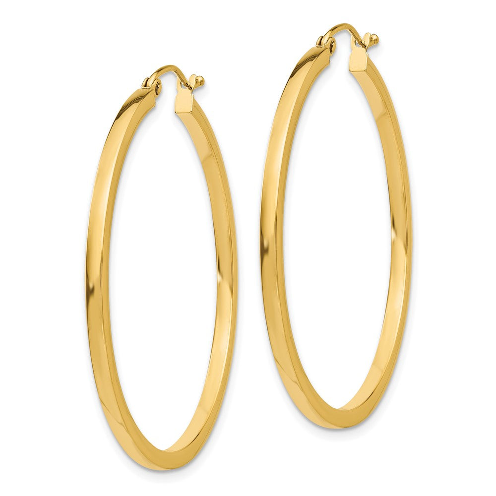 10k Yellow Gold 2 mm Square Tube Hoop Earrings