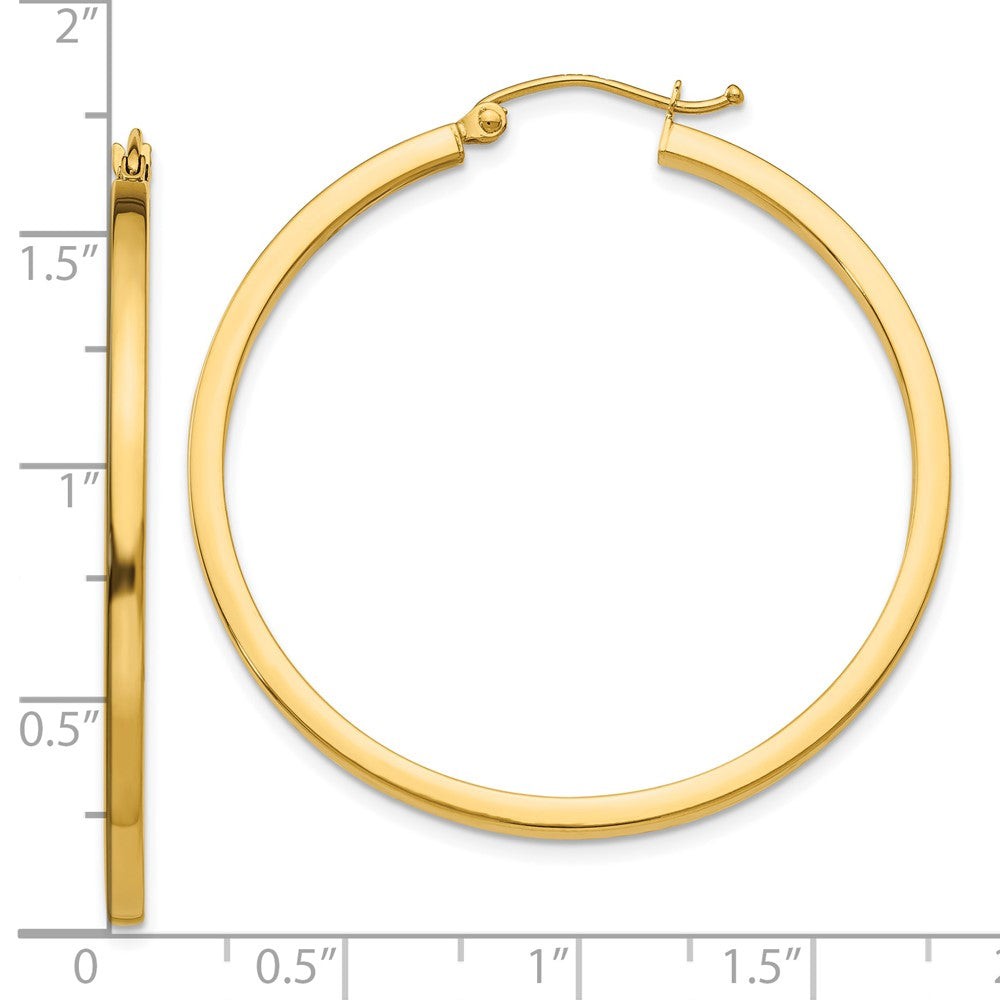 10k Yellow Gold 2 mm Square Tube Hoop Earrings (2.65 grams)