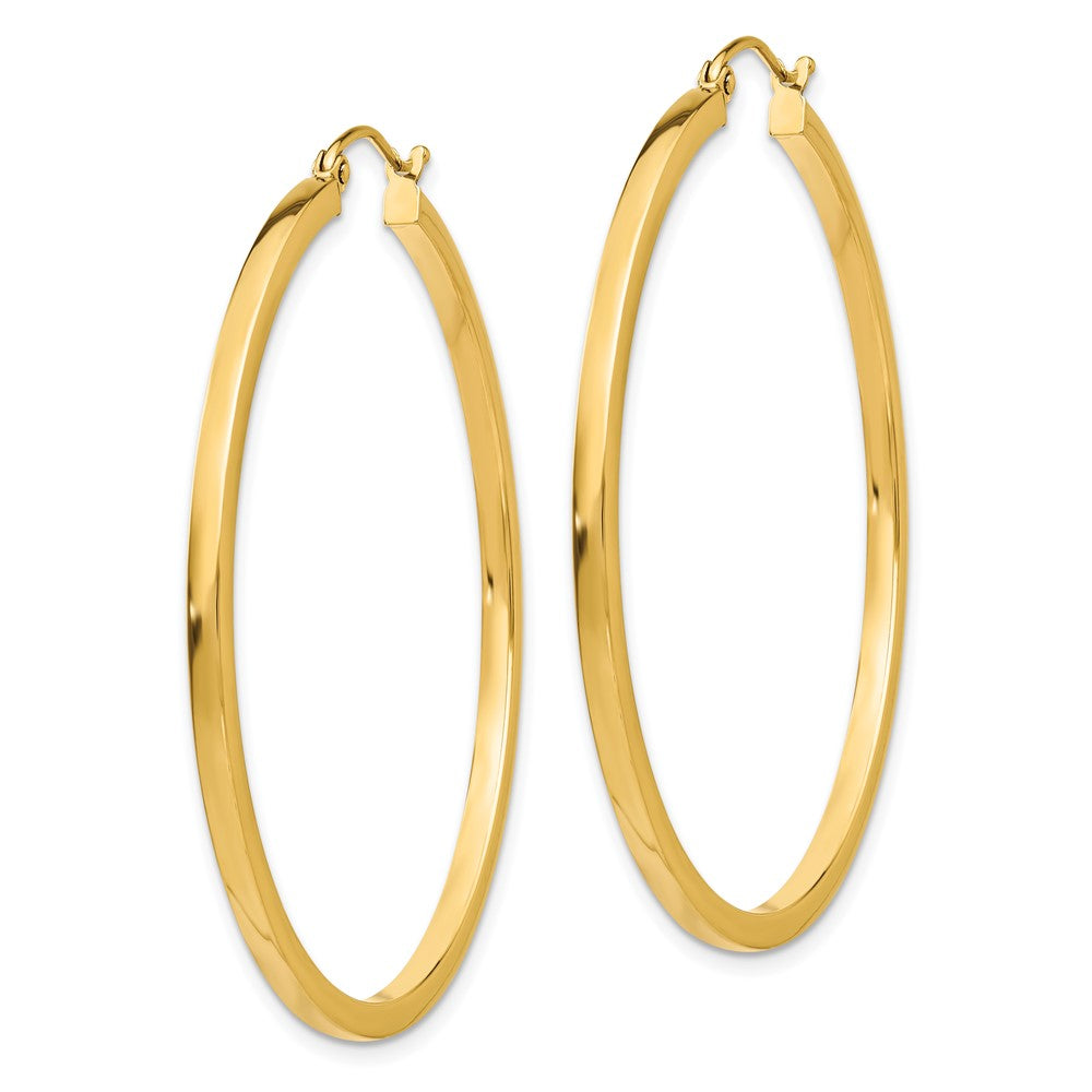 10k Yellow Gold 2 mm Square Tube Hoop Earrings