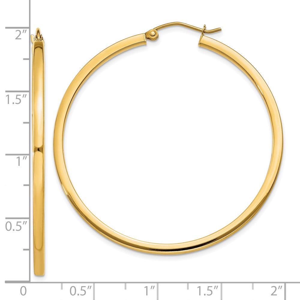 10k Yellow Gold 2 mm Square Tube Hoop Earrings (2.8 grams)