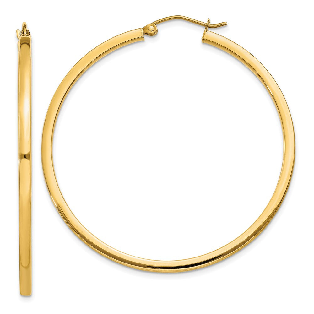 10k Yellow Gold 2 mm Square Tube Hoop Earrings