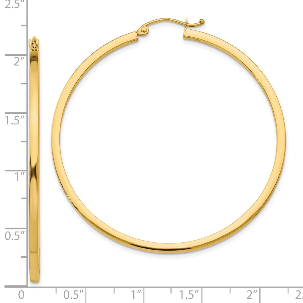 10k Yellow Gold 2 mm Square Tube Hoop Earrings (3.07 grams)