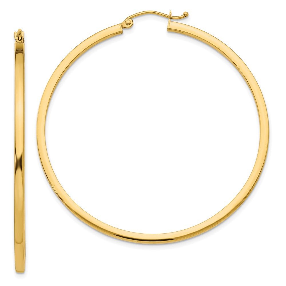 10k Yellow Gold 2 mm Square Tube Hoop Earrings