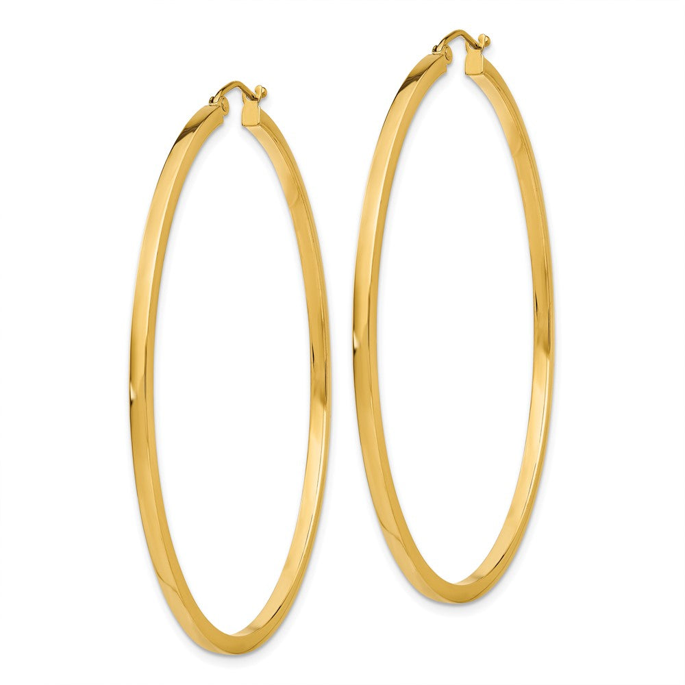 10k Yellow Gold 2 mm Square Tube Hoop Earrings