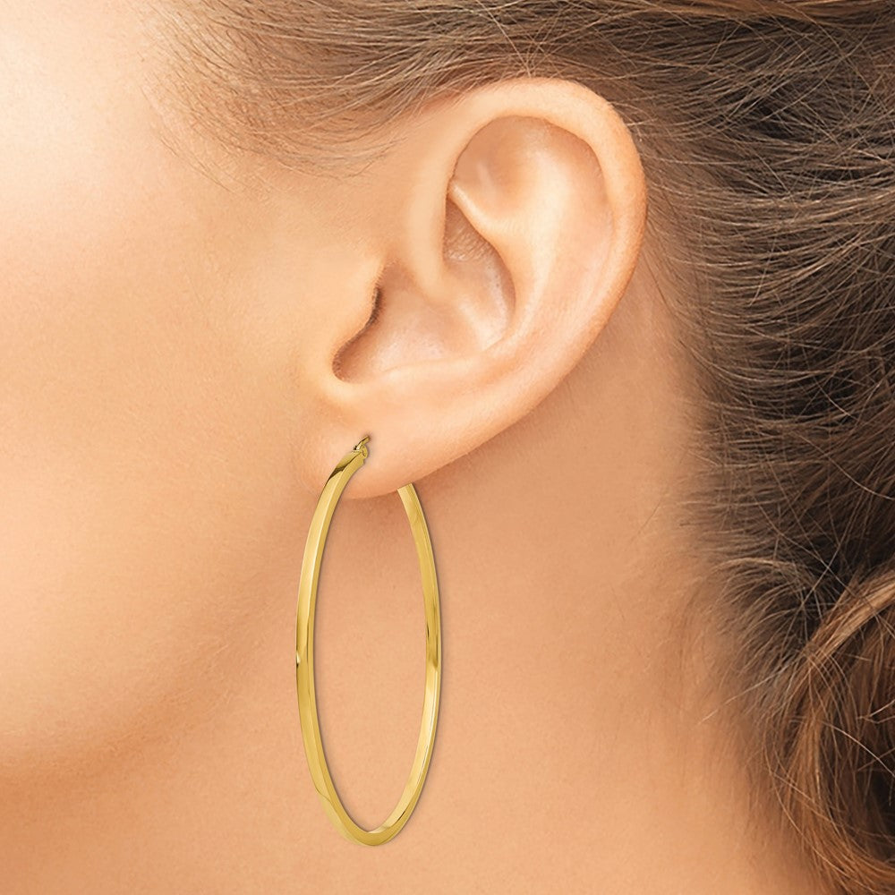 10k Yellow Gold 2 mm Square Tube Hoop Earrings (3.63 grams)