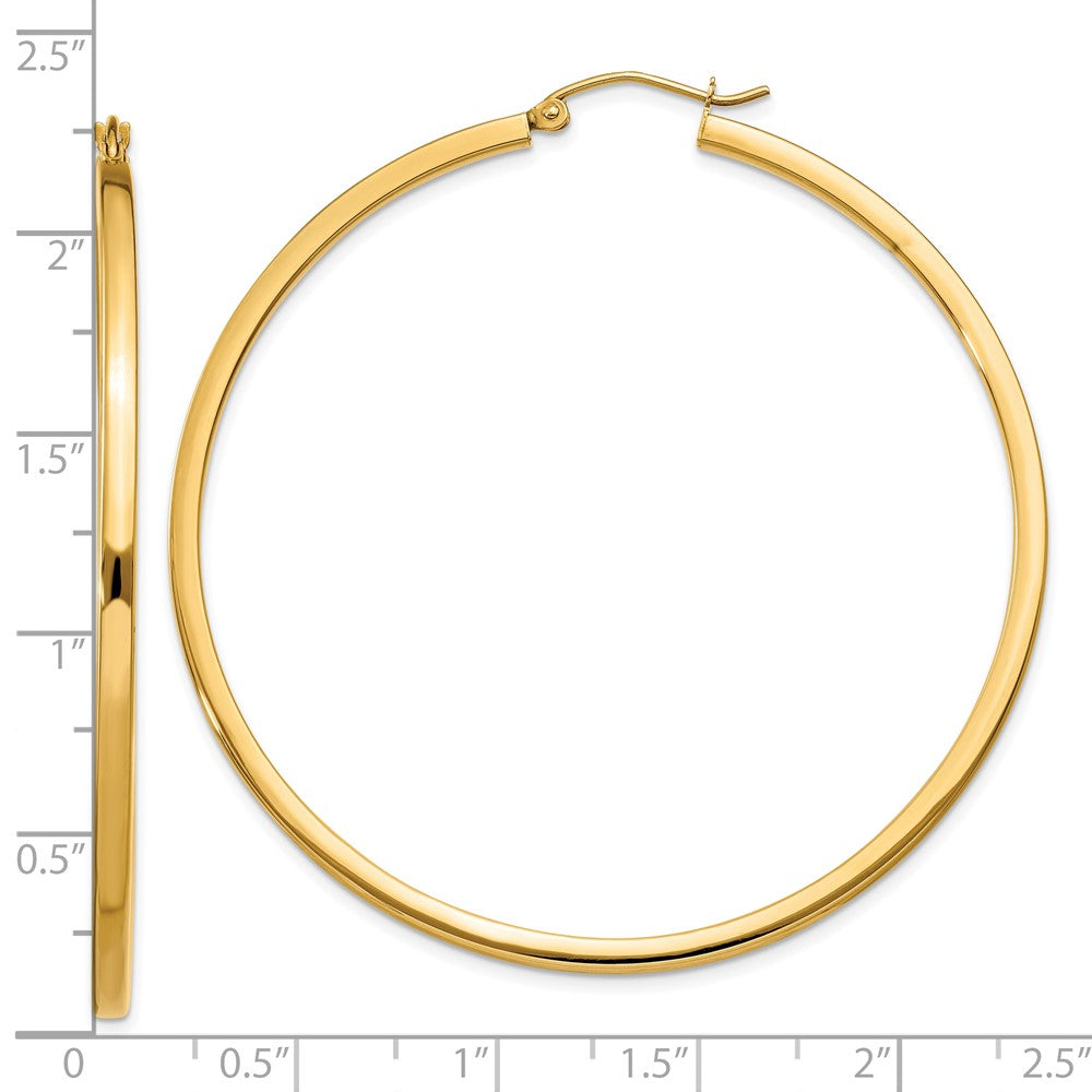 10k Yellow Gold 2 mm Square Tube Hoop Earrings (3.63 grams)