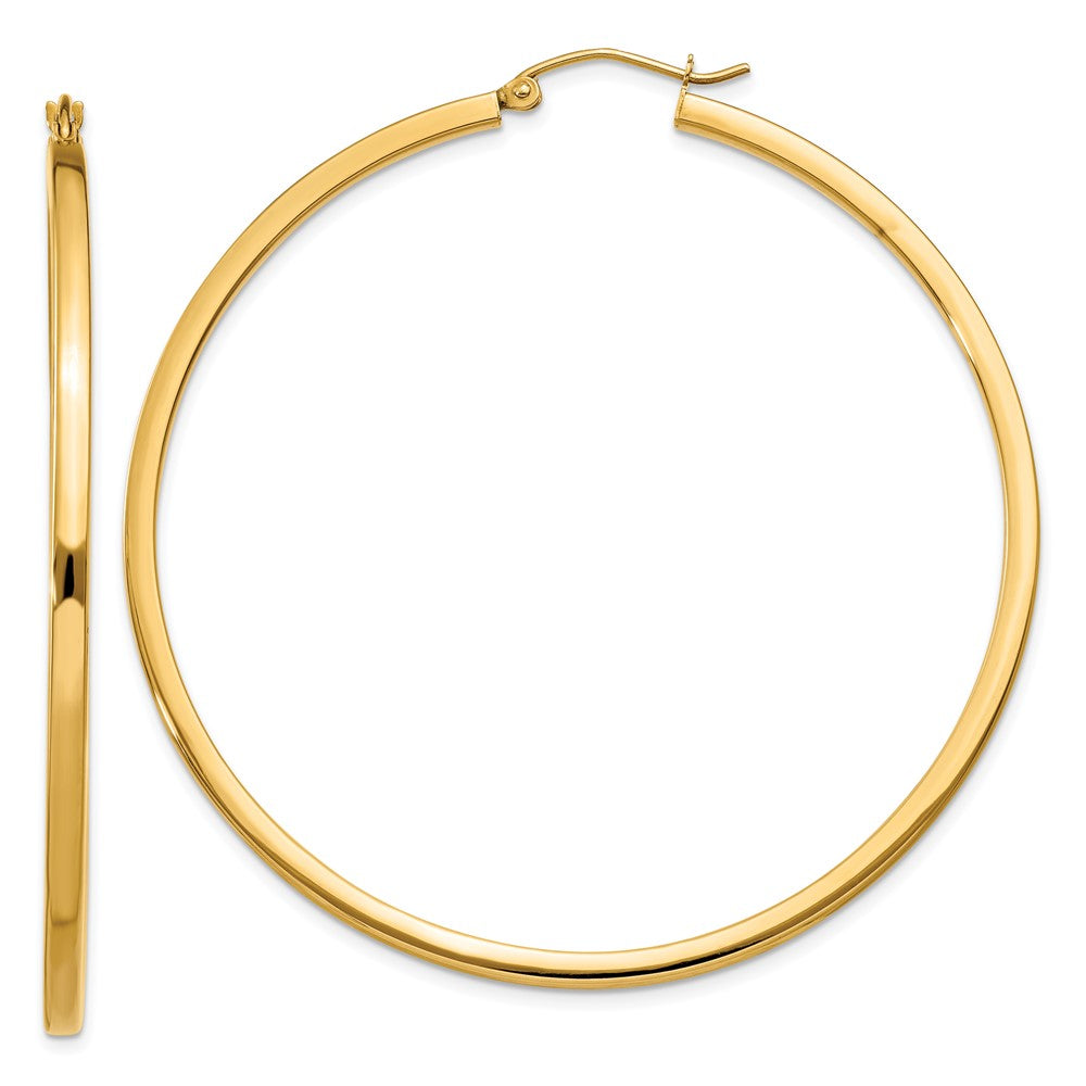 10k Yellow Gold 2 mm Square Tube Hoop Earrings