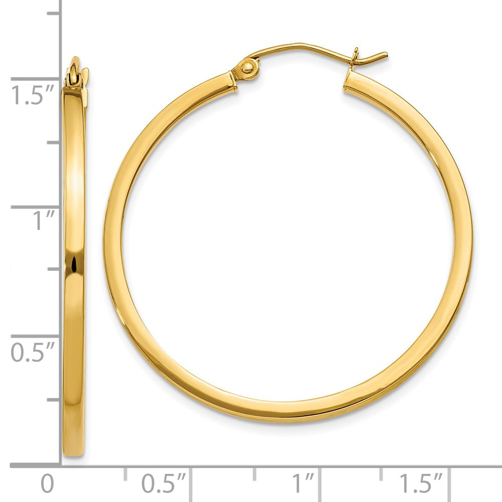 10k Yellow Gold 2 mm Square Tube Hoop Earrings (2.34 grams)