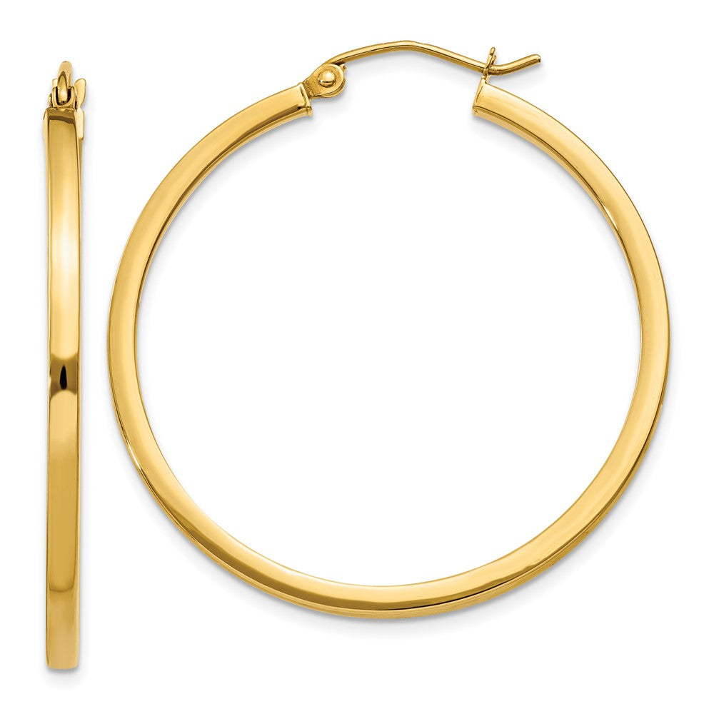 10k Yellow Gold 2 mm Square Tube Hoop Earrings