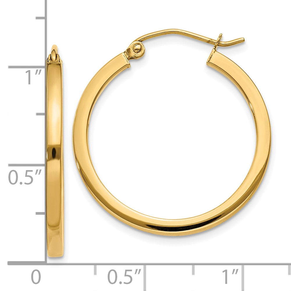 10k Yellow Gold 2 mm Square Tube Hoop Earrings (1.58 grams)