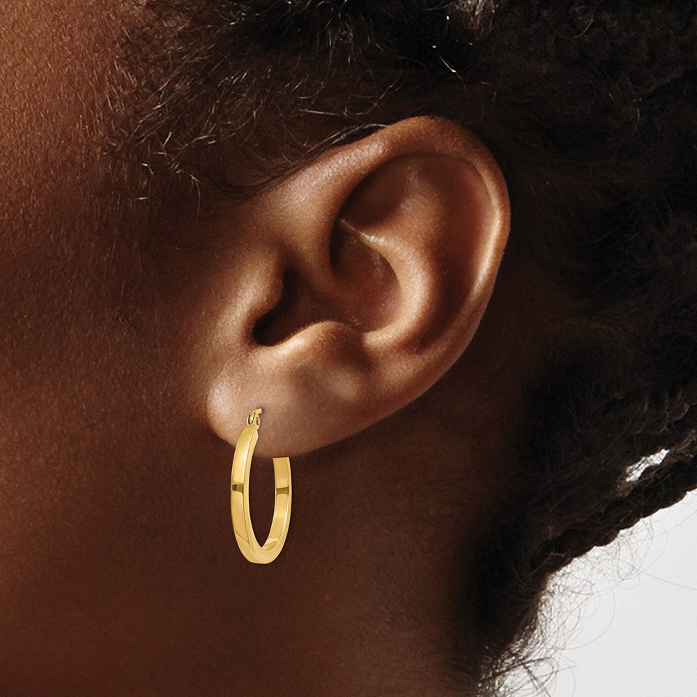 10k Yellow Gold 2 mm Square Tube Hoop Earrings