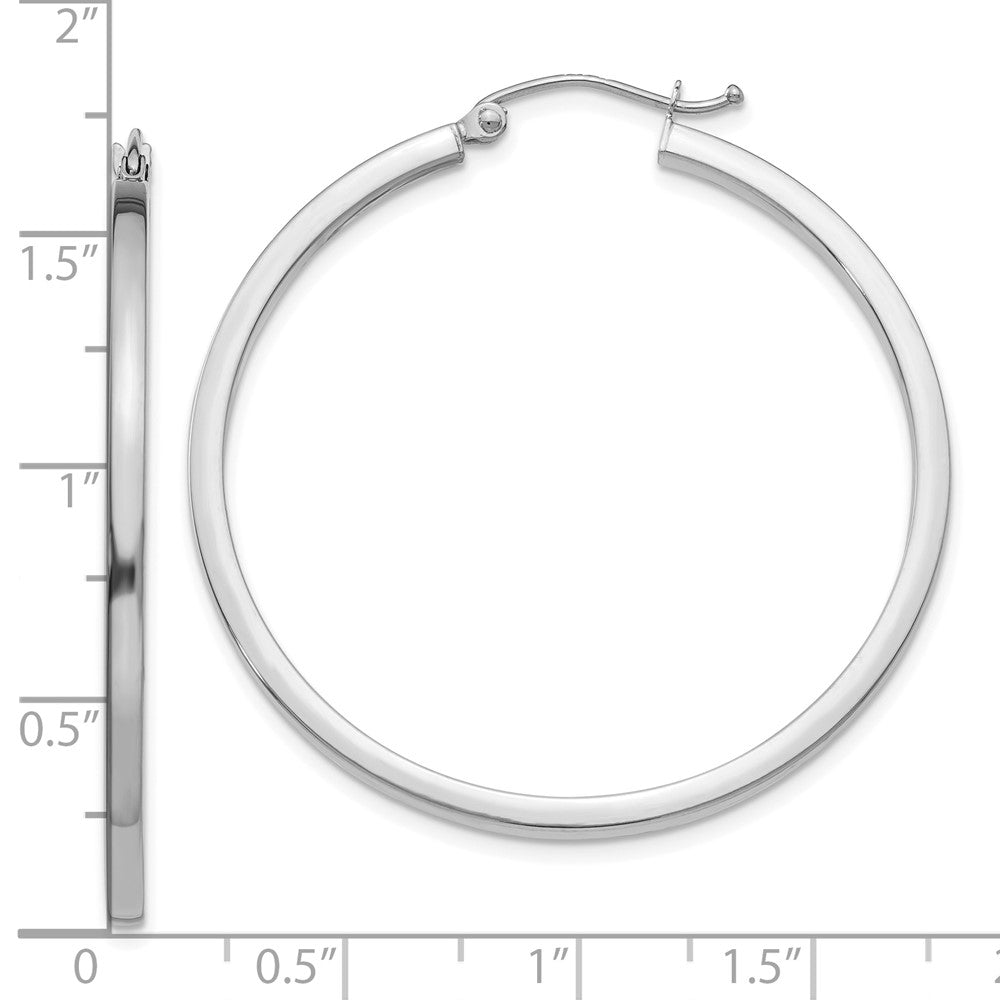 10k White Gold 2 mm Square Tube Hoops (2.62 grams)