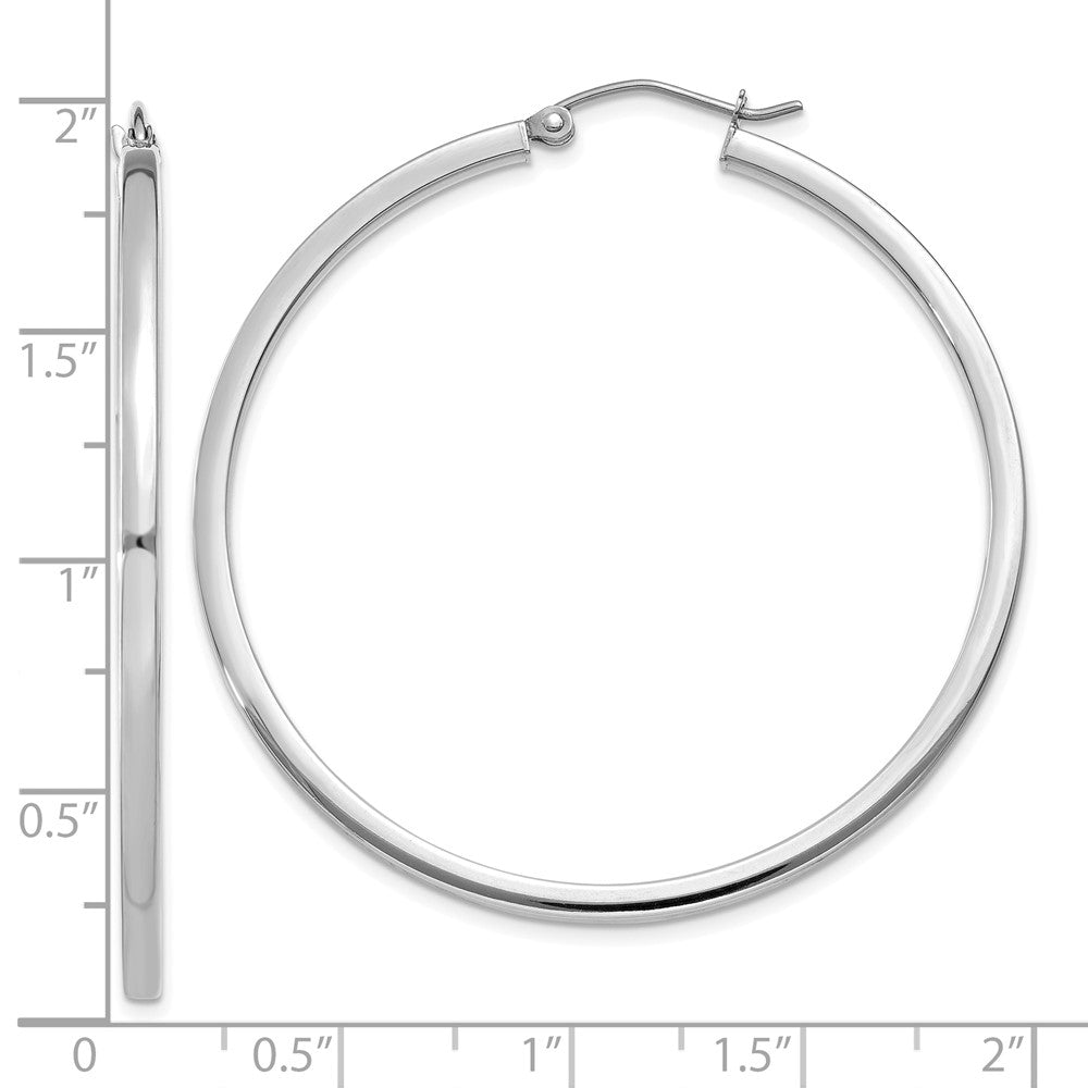 10k White Gold 2 mm Square Tube Hoops (2.9 grams)