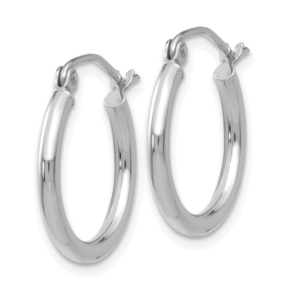 10k White Gold 17.97 mm Tube Hoop Earrings