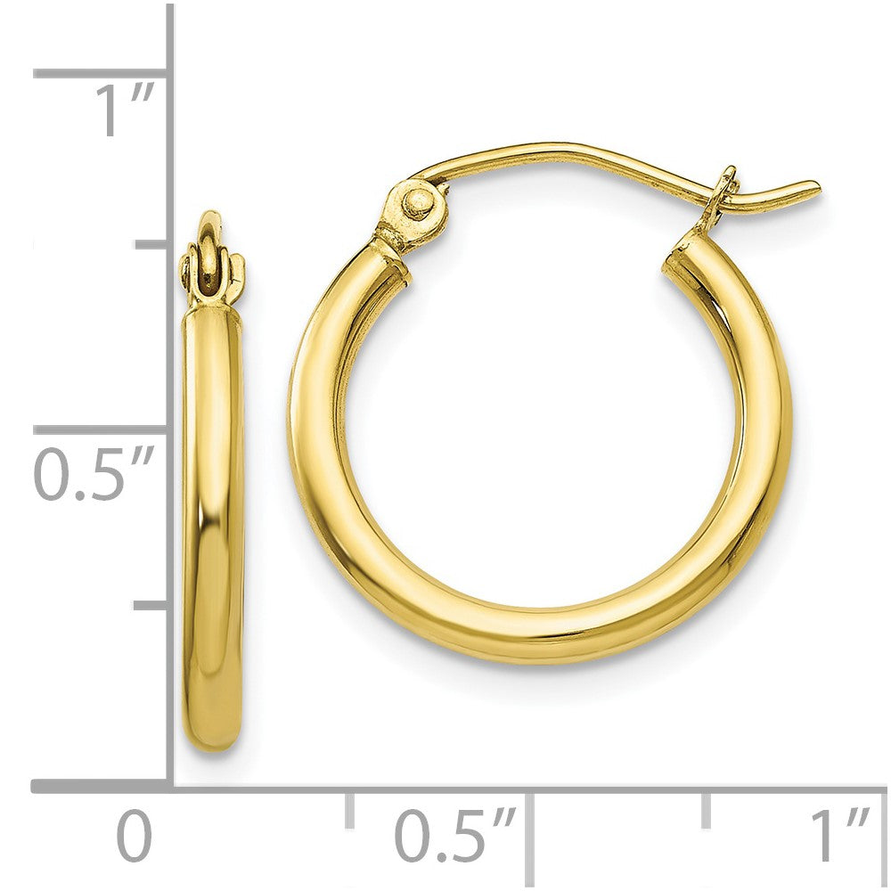 10k Yellow Gold 18.09 mm Tube Hoop Earrings