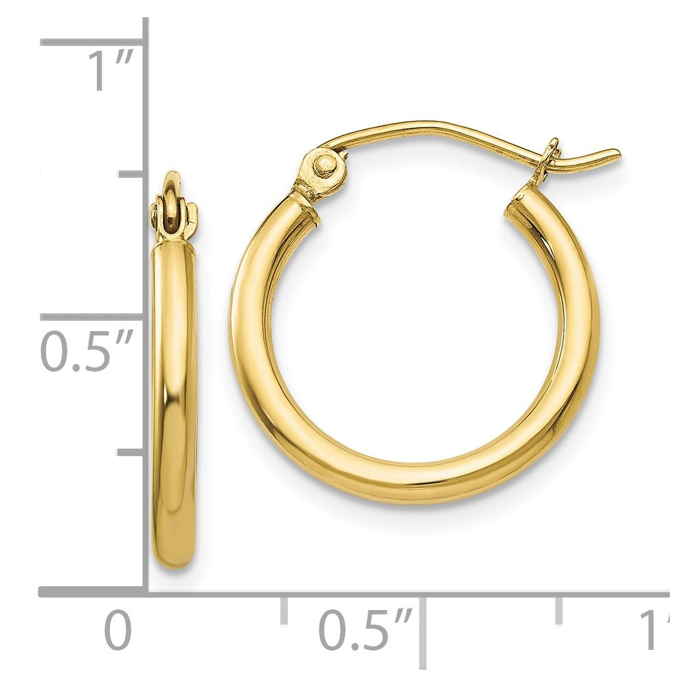 10k Yellow Gold 18.09 mm Lightweight Tube Hoop Earrings (0.81 grams)