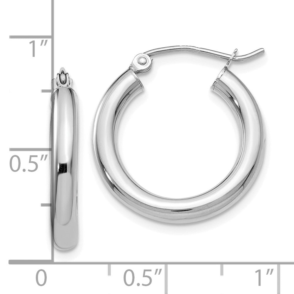 10k White Gold 19.33 mm Tube Hoop Earrings (1.44 grams)