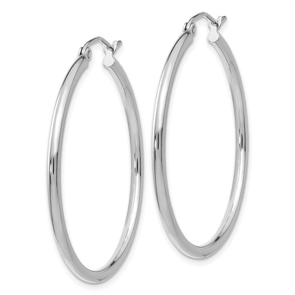 10k White Gold 35.89 mm Tube Hoop Earrings (2.05 grams)