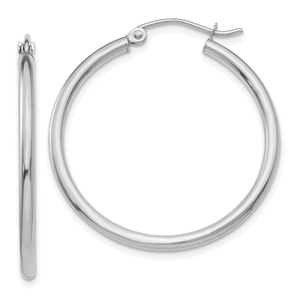 10k White Gold 35 mm Tube Hoop Earrings (1.8 grams)