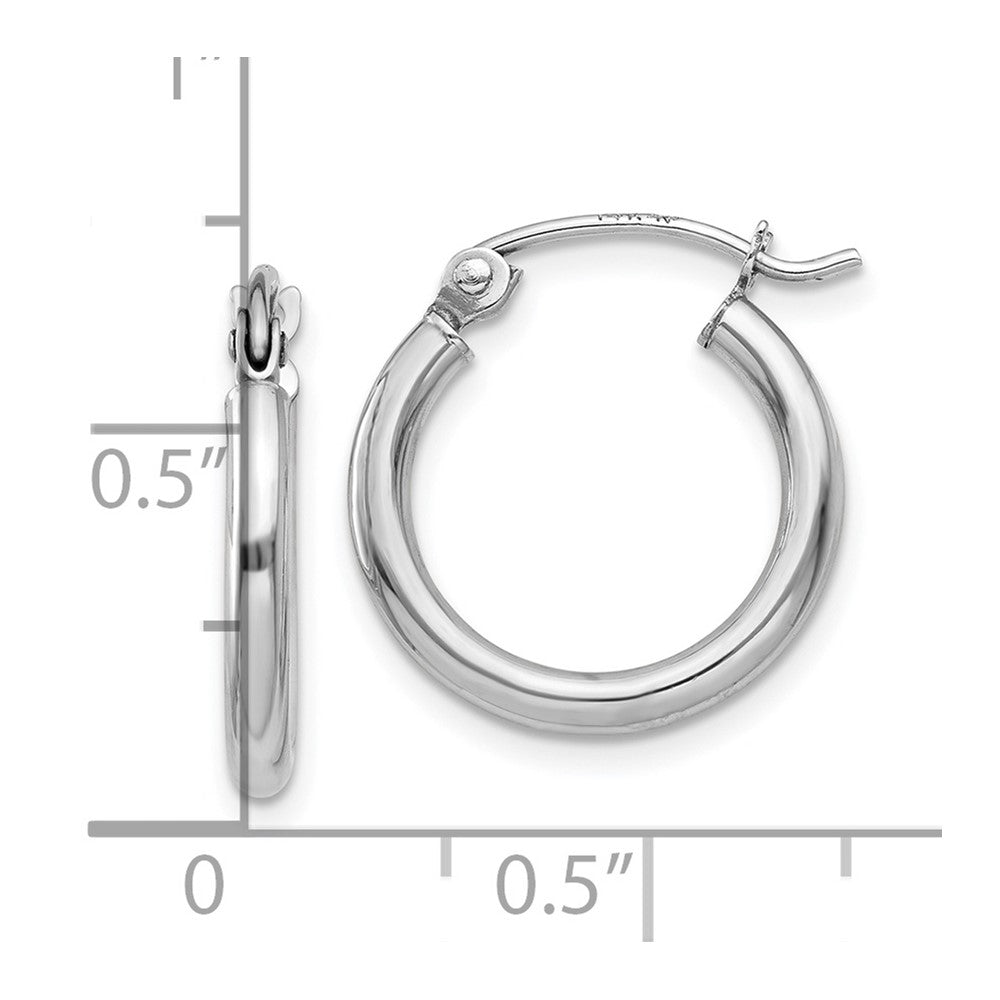 10k White Gold 15.67 mm Lightweight Tube Hoop Earrings (0.77 grams)