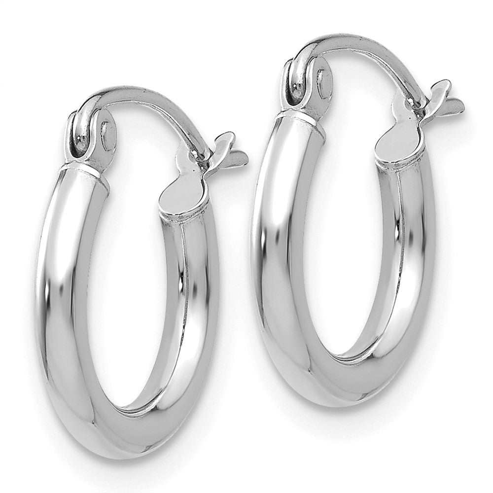 10k White Gold 12.17 mm Tube Hoop Earrings