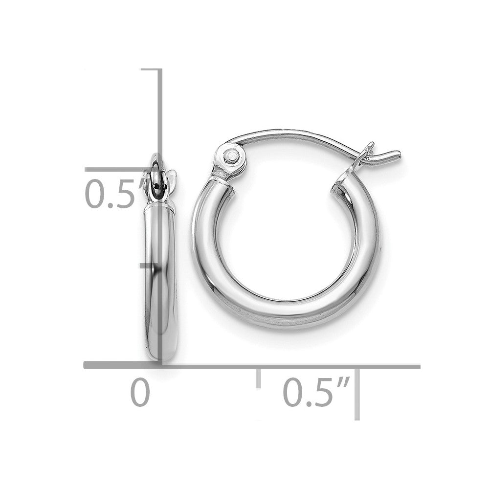 10k White Gold 12.17 mm Tube Hoop Earrings