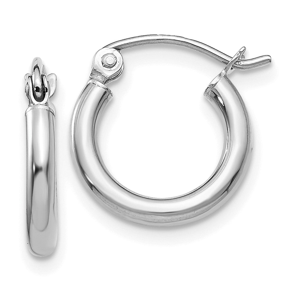 10k White Gold 12.17 mm Tube Hoop Earrings (0.7 grams)