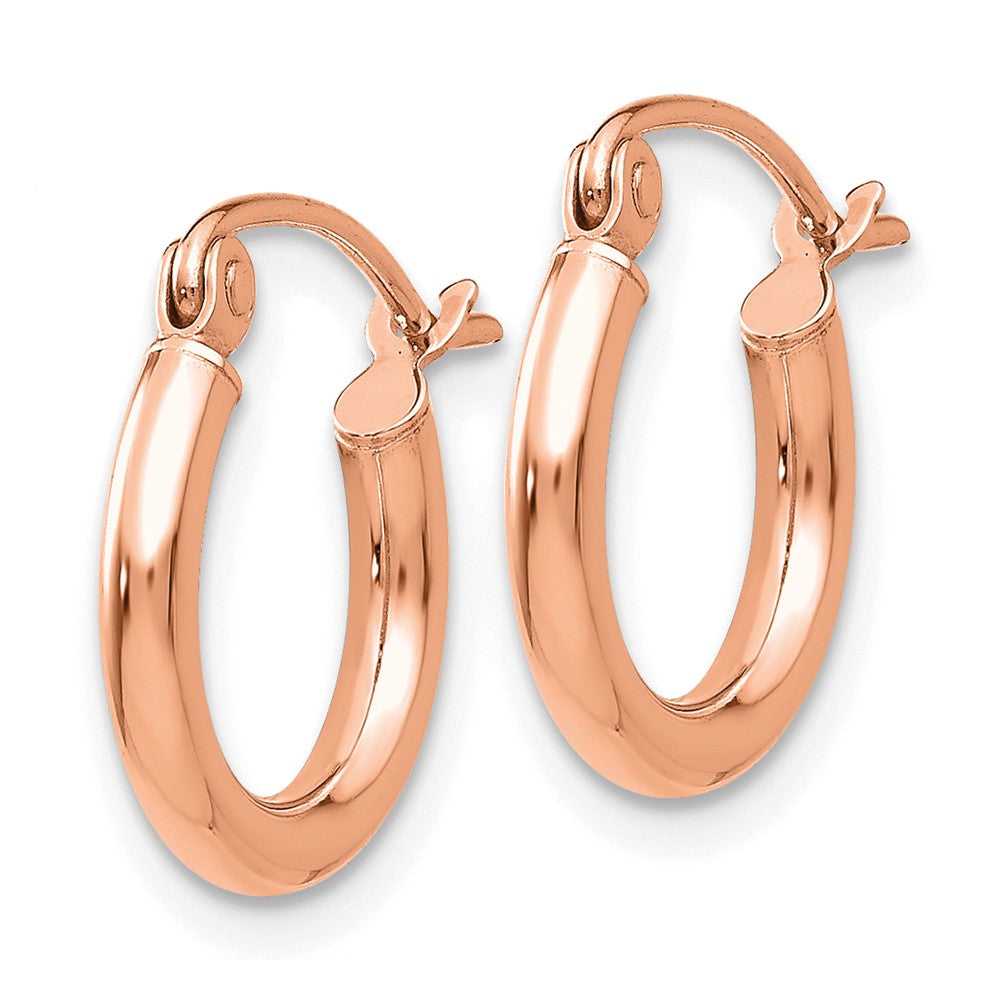 10k Rose Gold 11.5 mm Lightweight Tube Hoop Earrings (0.66 grams)