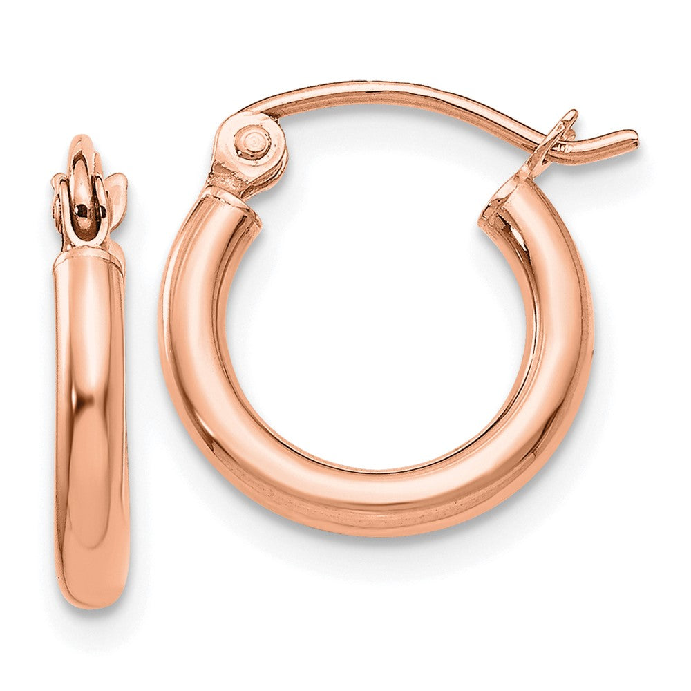 10k Rose Gold 11.5 mm Lightweight Tube Hoop Earrings (0.66 grams)