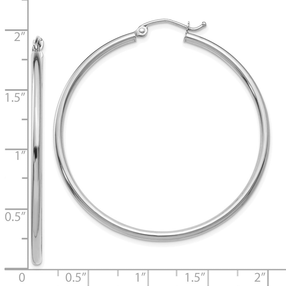 10k White Gold 45.37 mm Lightweight Tube Hoop Earrings (2.24 grams)