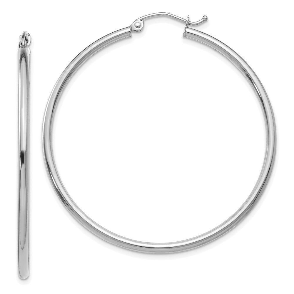 10k White Gold 45.37 mm Lightweight Tube Hoop Earrings (2.24 grams)