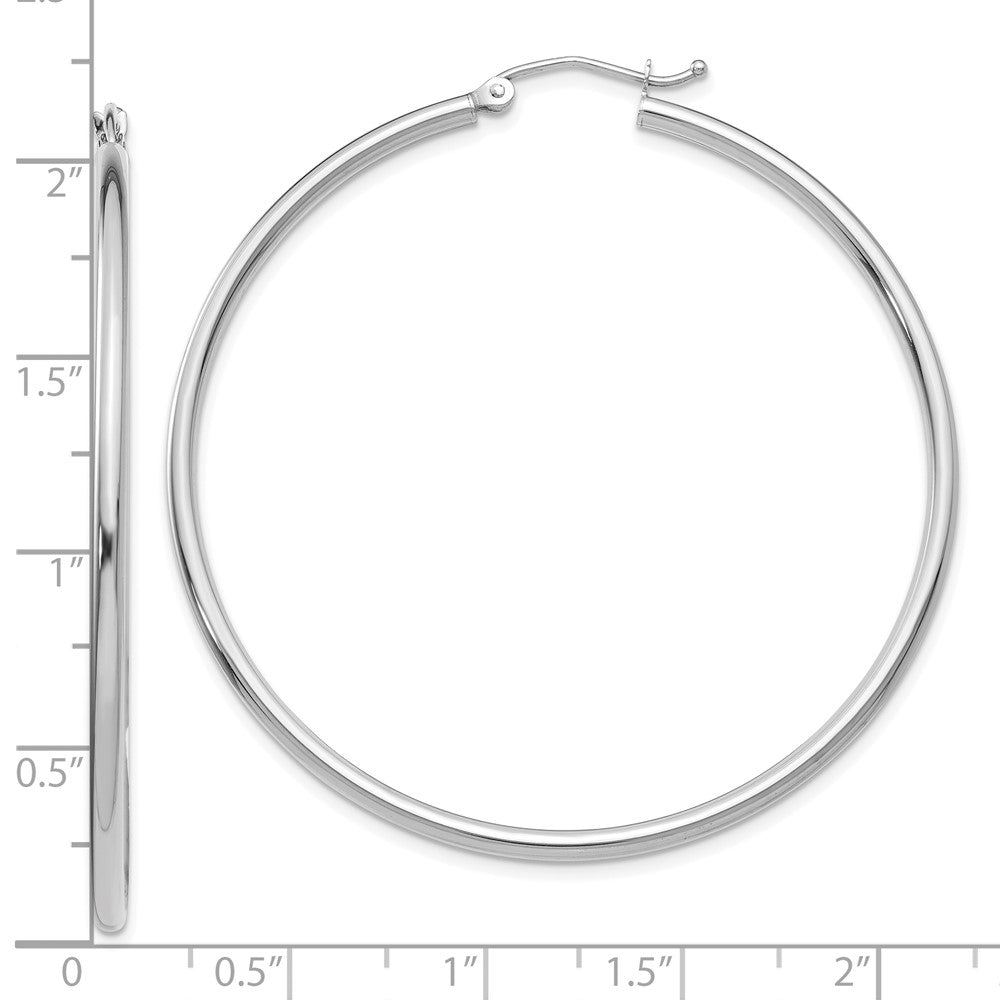 10k White Gold 51.22 mm Tube Hoop Earrings (2.98 grams)