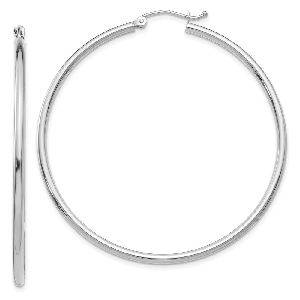 10k White Gold 51.22 mm Tube Hoop Earrings (2.98 grams)