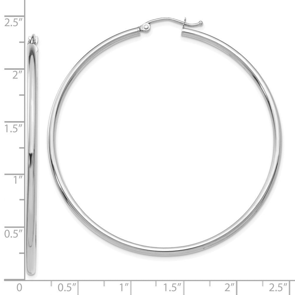 10k White Gold 56 mm Lightweight Tube Hoop Earrings (2.75 grams)