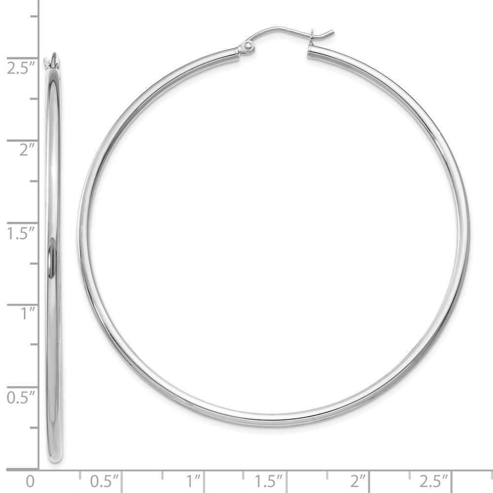 10k White Gold 59.85 mm Lightweight Tube Hoop Earrings (2.89 grams)