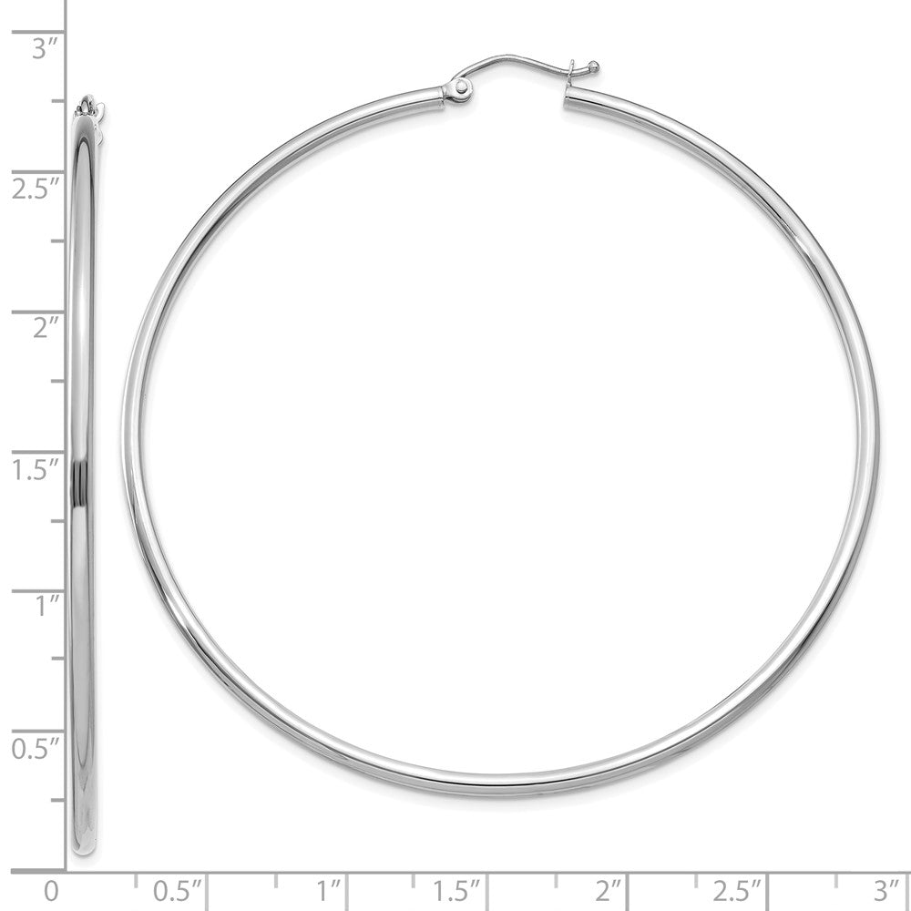 10k White Gold 68.04 mm Lightweight Tube Hoop Earrings (3.15 grams)