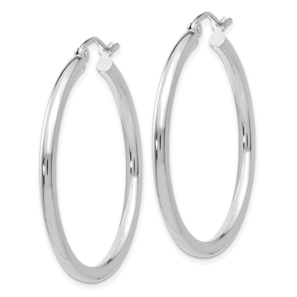 10k White Gold 35.8 mm Tube Hoop Earrings (2.51 grams)