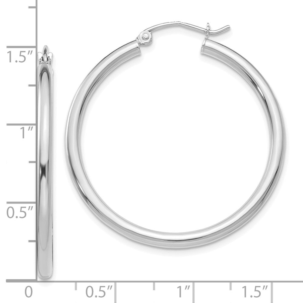 10k White Gold 35.8 mm Lightweight Tube Hoop Earrings (2.17 grams)