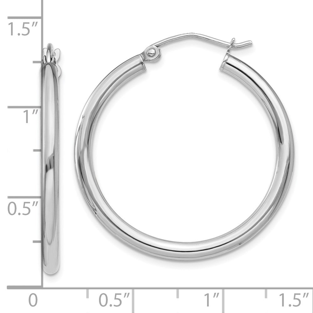 10k White Gold 30.61 mm Tube Hoop Earrings (2.13 grams)