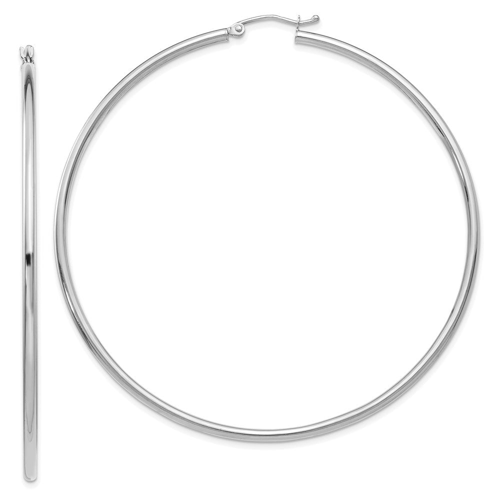 10k White Gold 66.78 mm Lightweight Tube Hoop Earrings (3.99 grams)